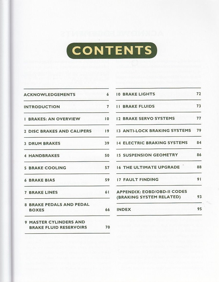 Car Brakes A Guide to Upgrading, Repair and Maintenance Content