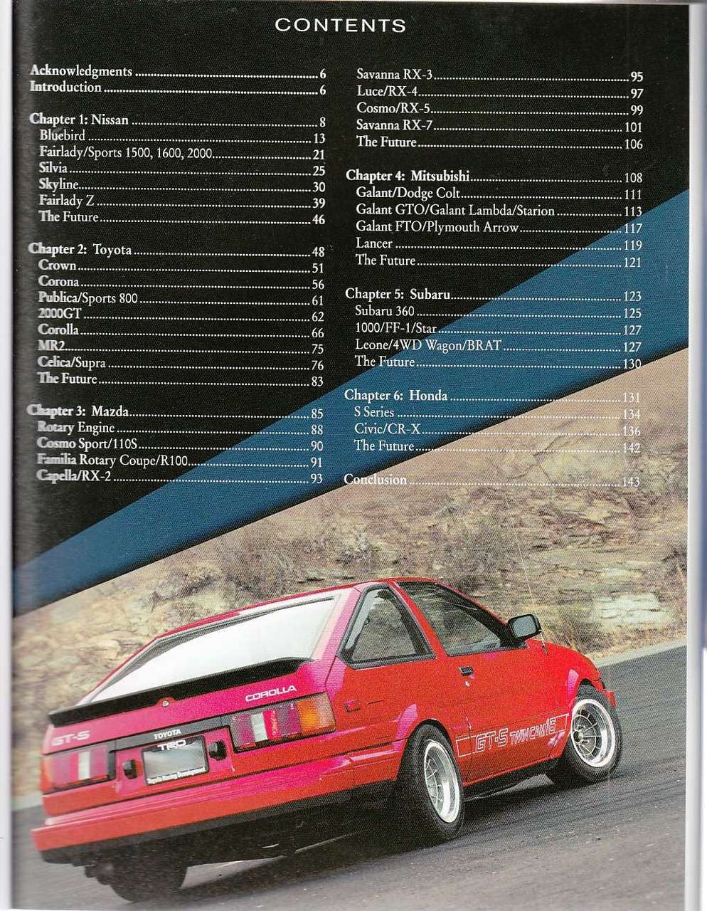 Classic Japanese Performance Cars Contents