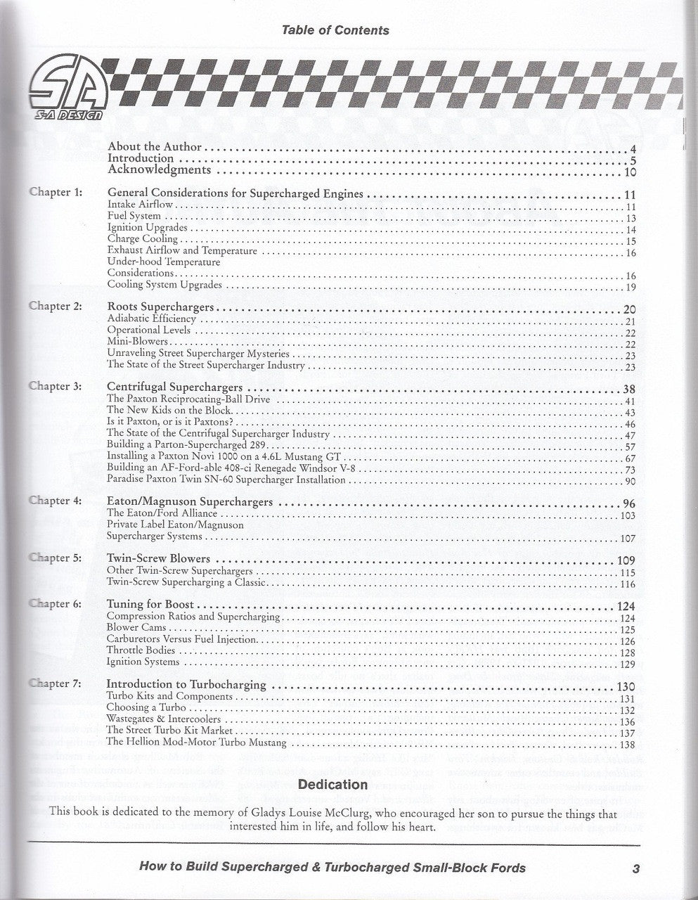 Automotive how-to book table of contents for supercharged small-block Fords