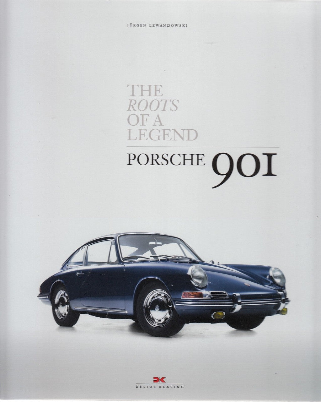 Vintage book cover with blue Porsche sports car, front three-quarter view