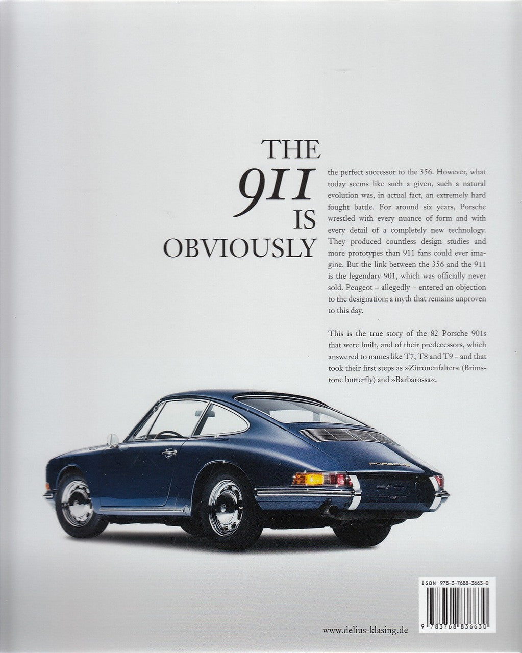 Vintage book cover with blue Porsche sports car, side view