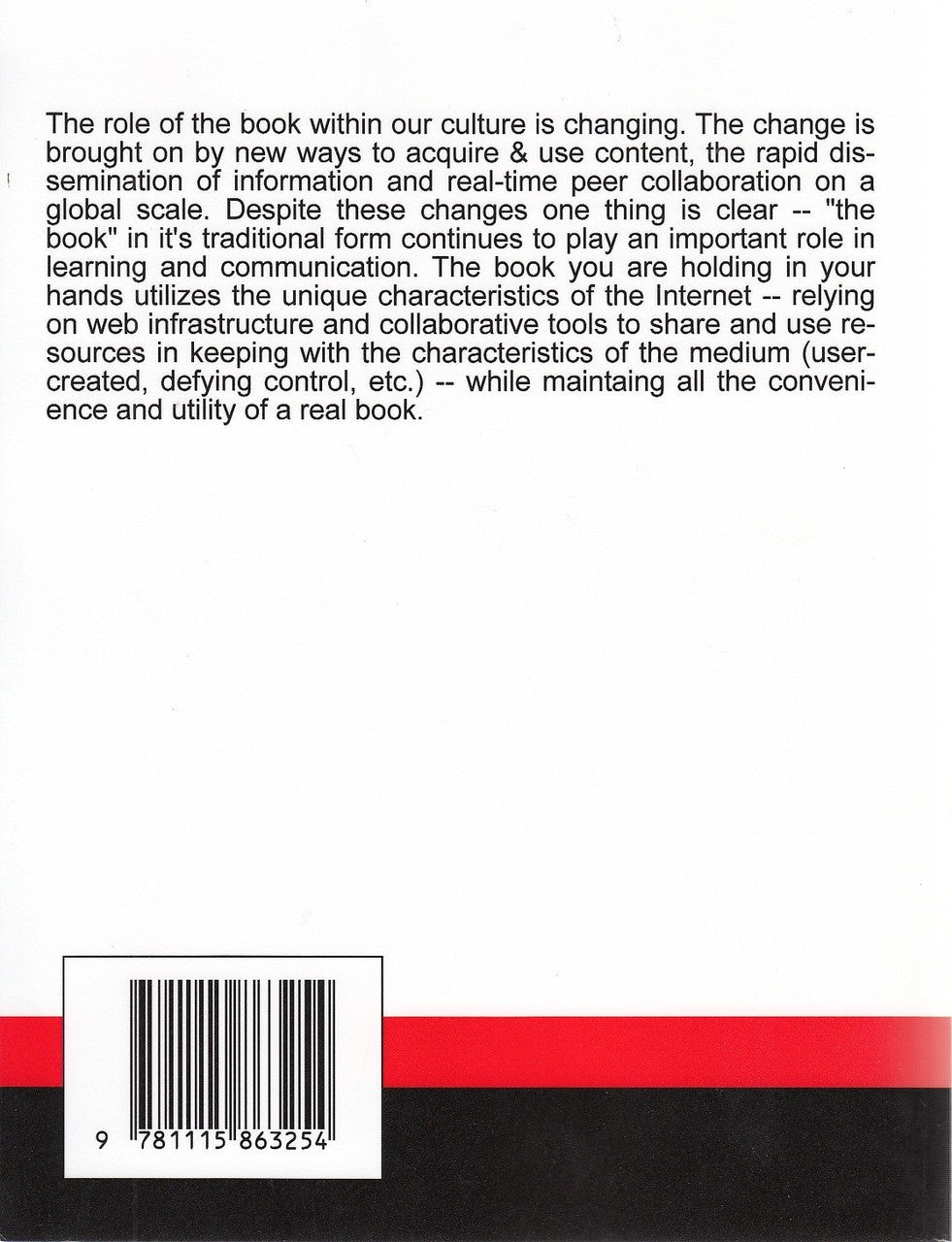 Book back cover blurb with barcode label