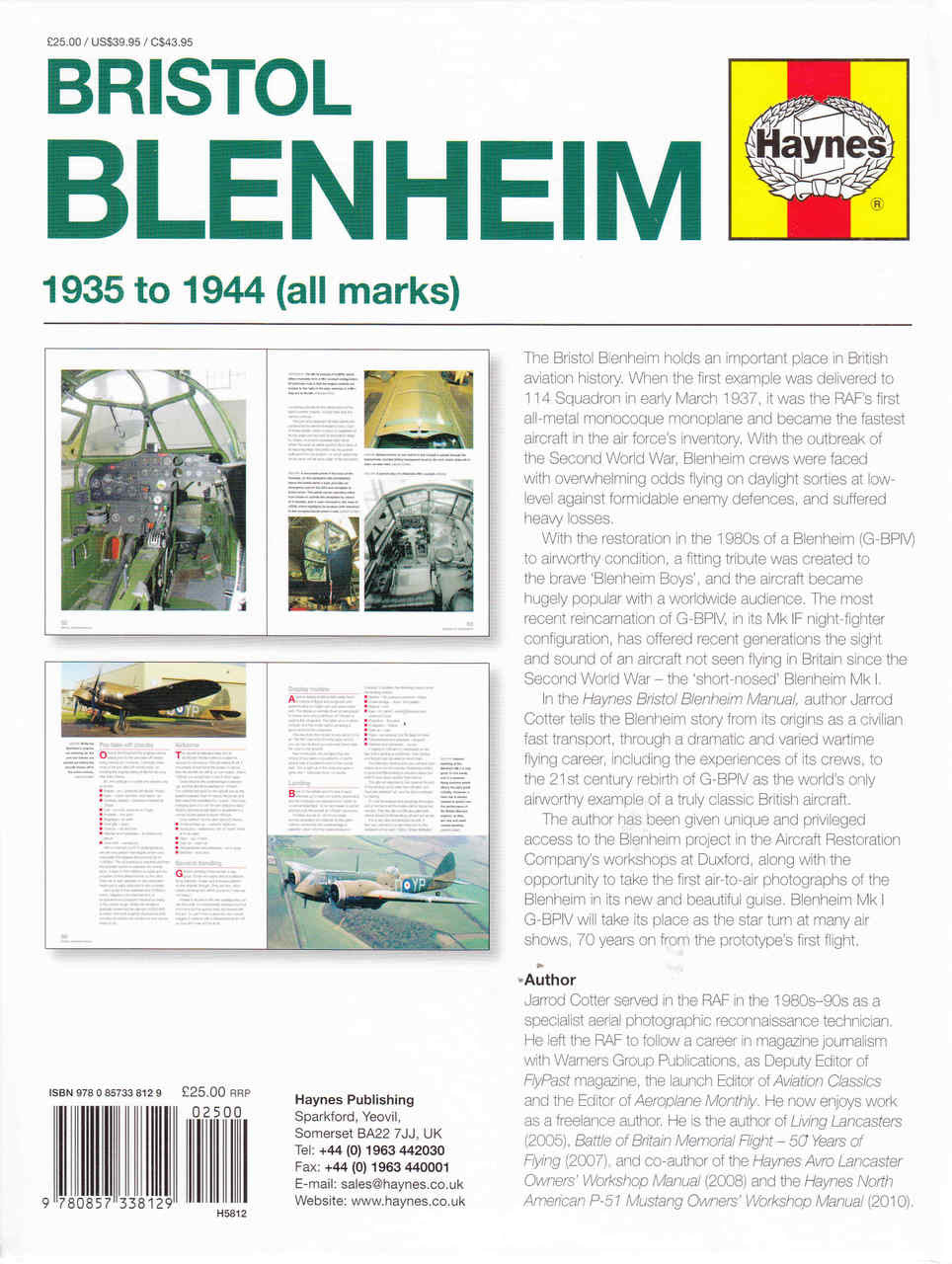 Bristol Blenheim 1935 to 1944 (all marks) Owners' Workshop Manual - back