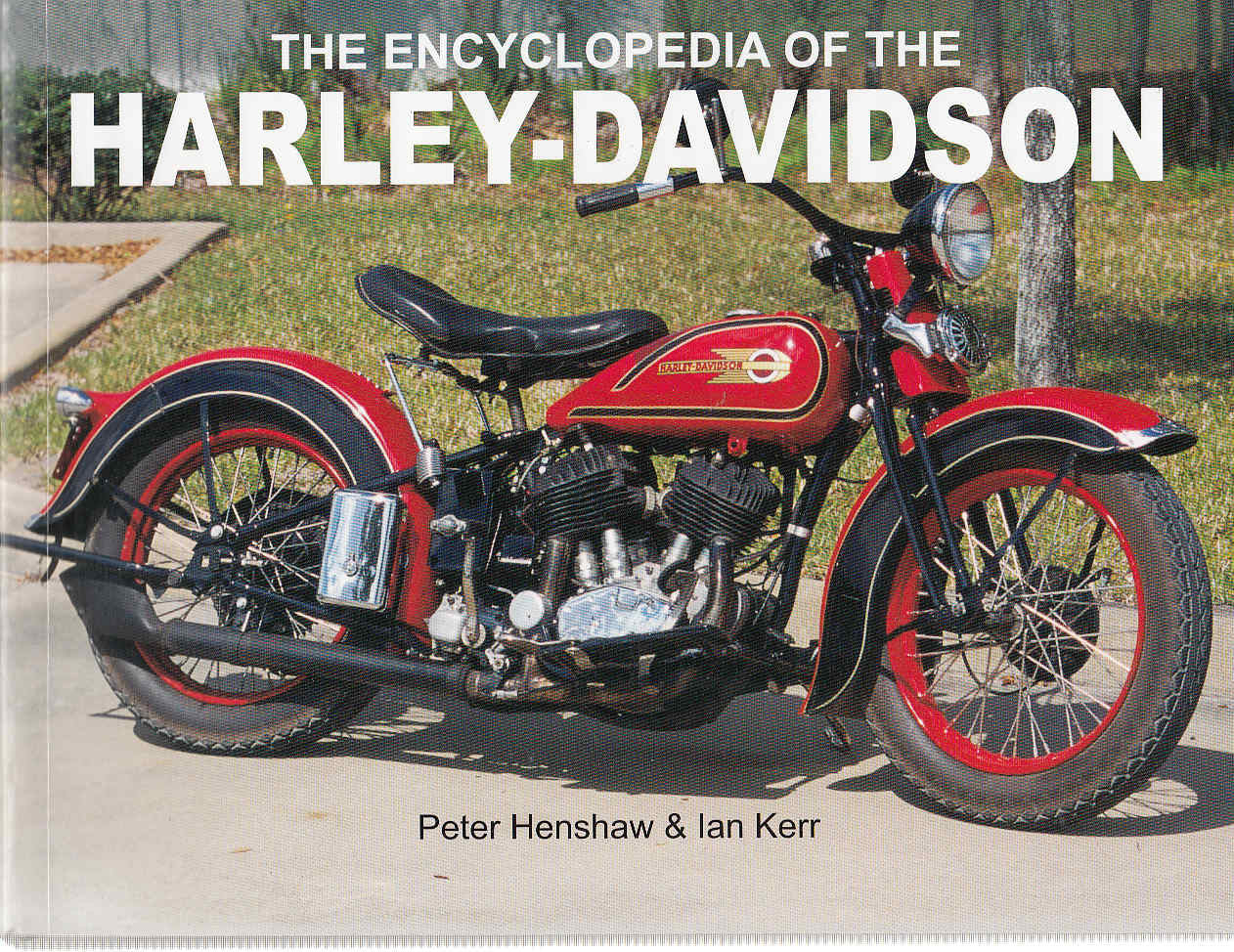 Encyclopedia book front cover with Harley-Davidson motorcycle in red and black