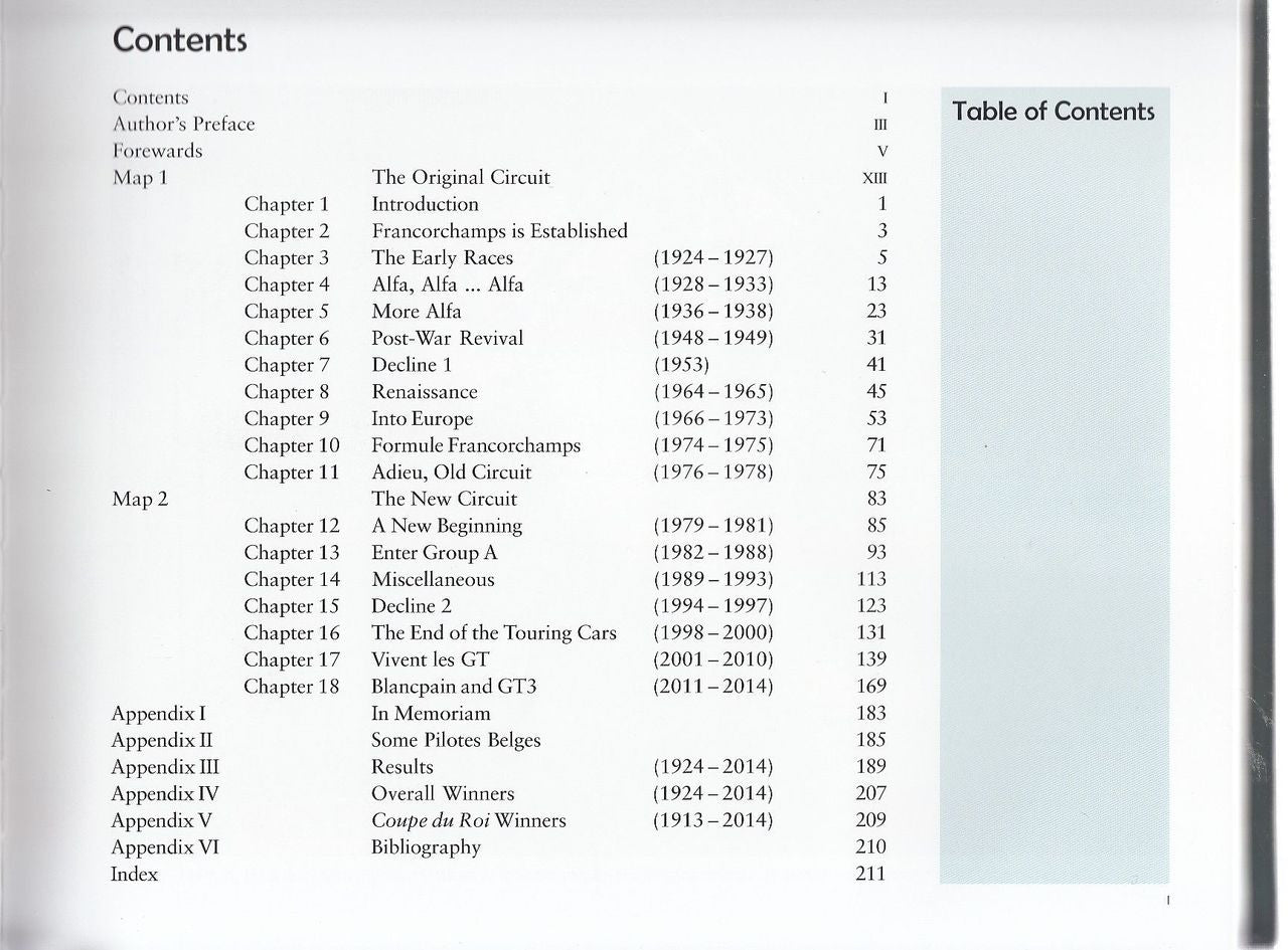Open book page with Table of Contents, chapter list and page numbers