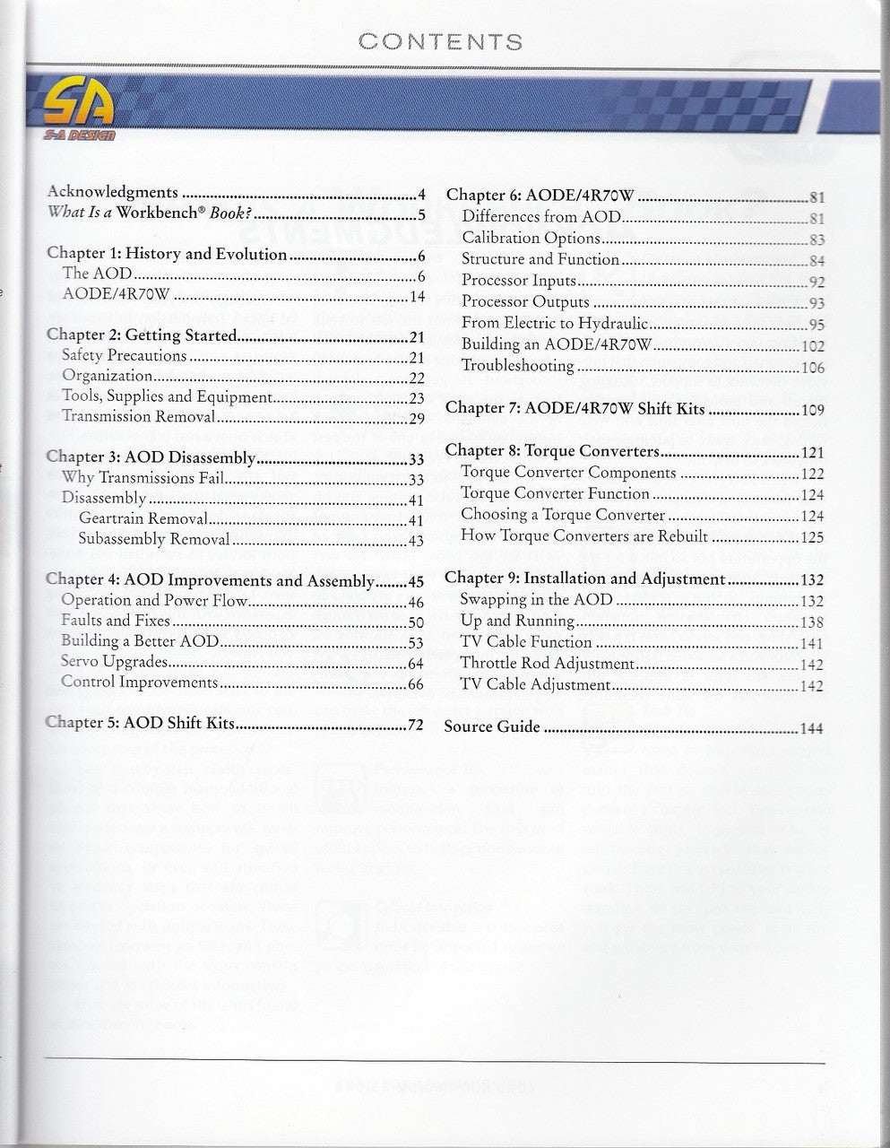 Ford AOD Transmissions: Rebuilding and Modifying the AOD, AODE and 4R70W Contents