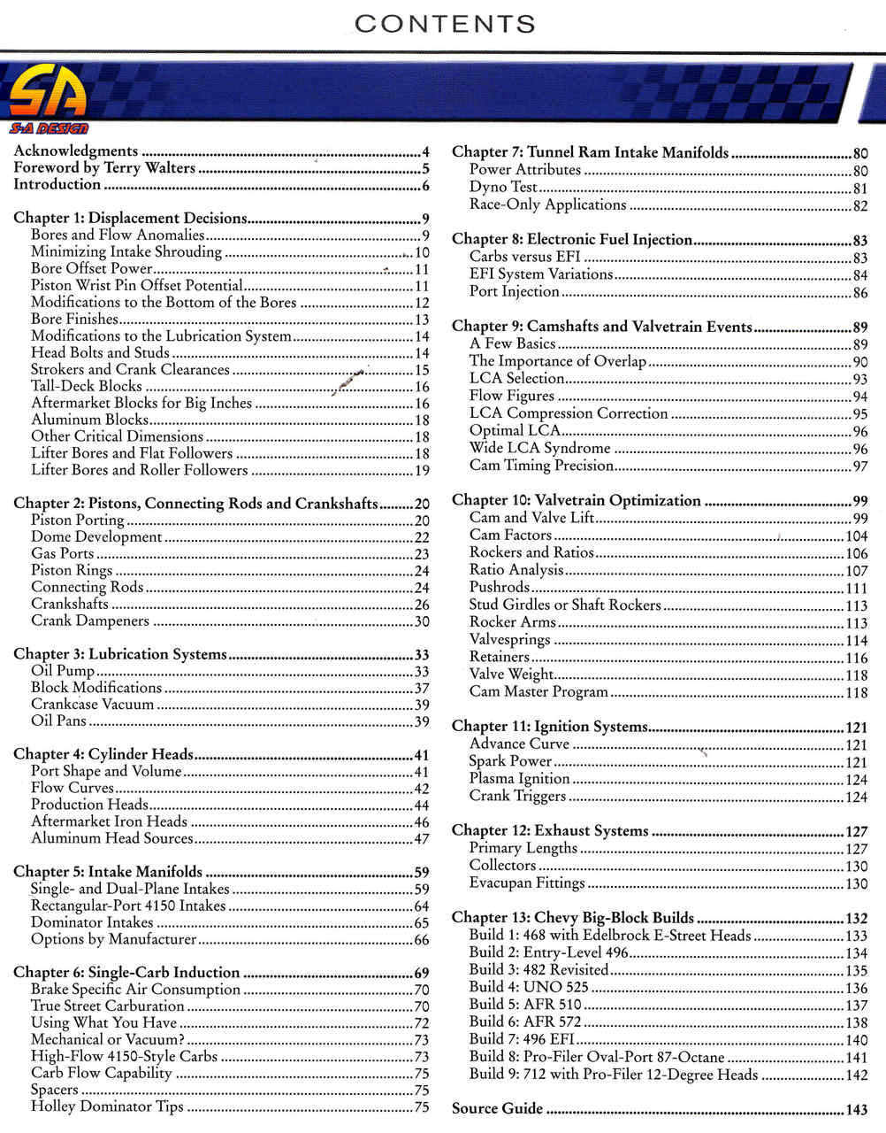 Book contents page titled “Contents” with chapter list and page numbers.