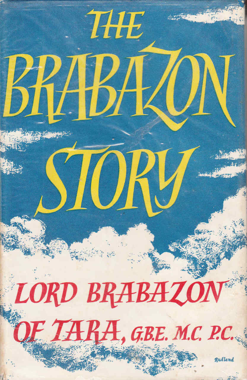 Book cover with blue background and yellow title lettering: The Brabazon Story