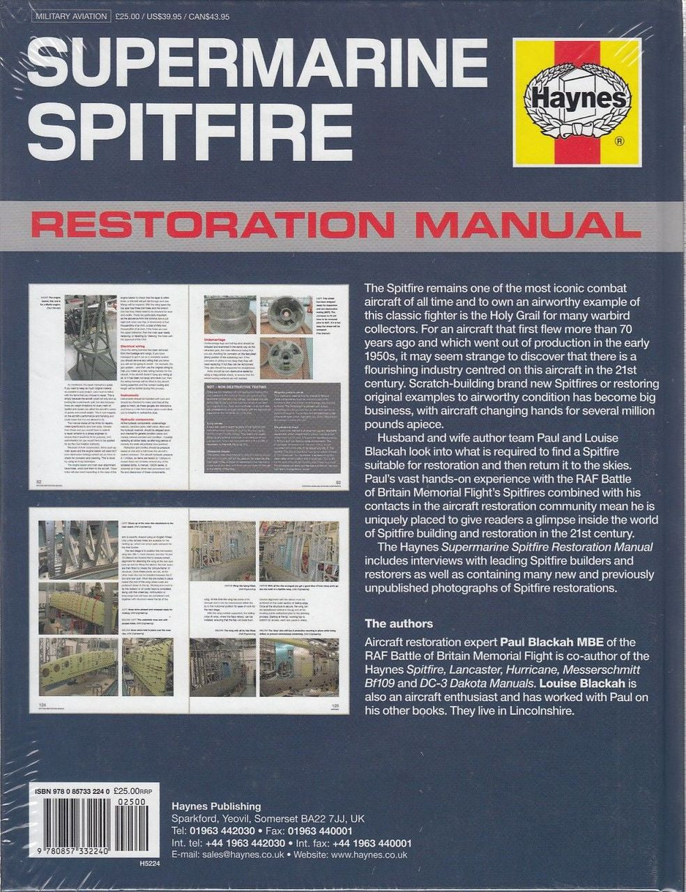 Supermarine Spitfire Restoration Manual Back Cover