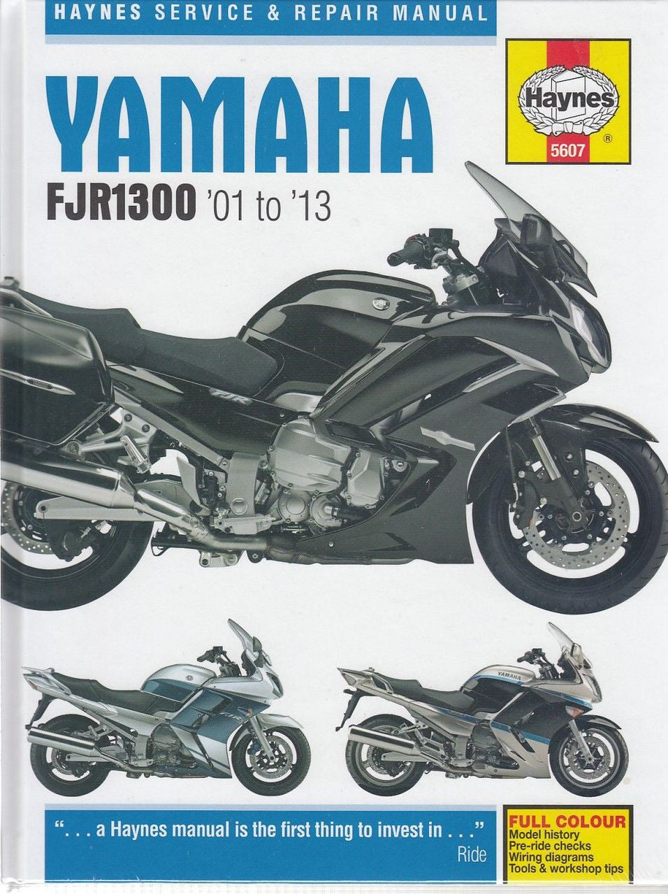 Yamaha FJR1300 service and repair manual cover with black sport motorcycle photo