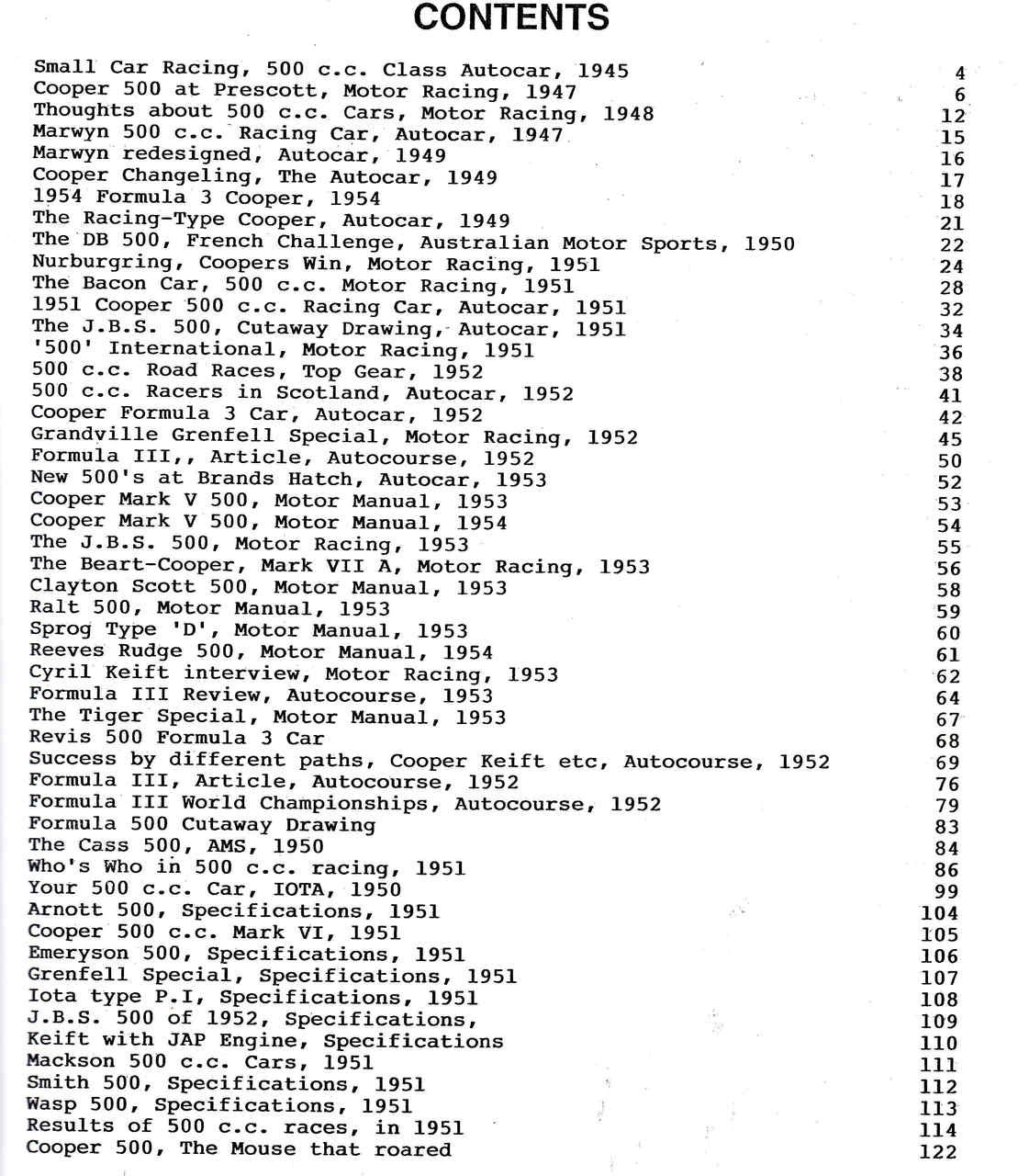 Cooper 500 And Its Rivals (1841555266) - cont