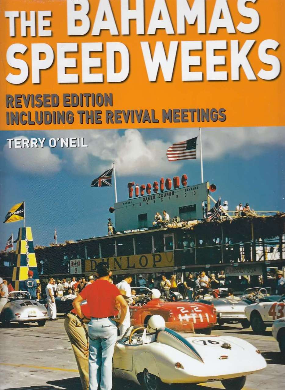 Racing book cover with big title, ship scene, and classic sports cars; Terry O'Neil.