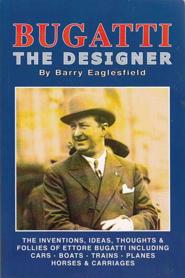 Bugatti The Designer book cover with portrait of Ettore Bugatti and title