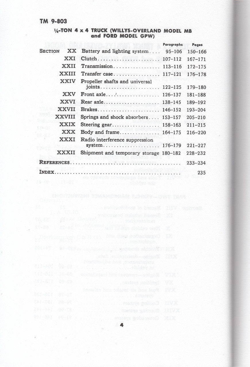 Willys-Overland MB and Ford Model GPW Jeep Technical Manual Contents 2