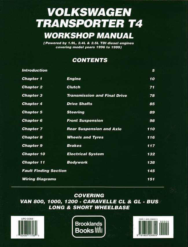 Volkswagen Transporter T4 1996 - 1999 Workshop Manual