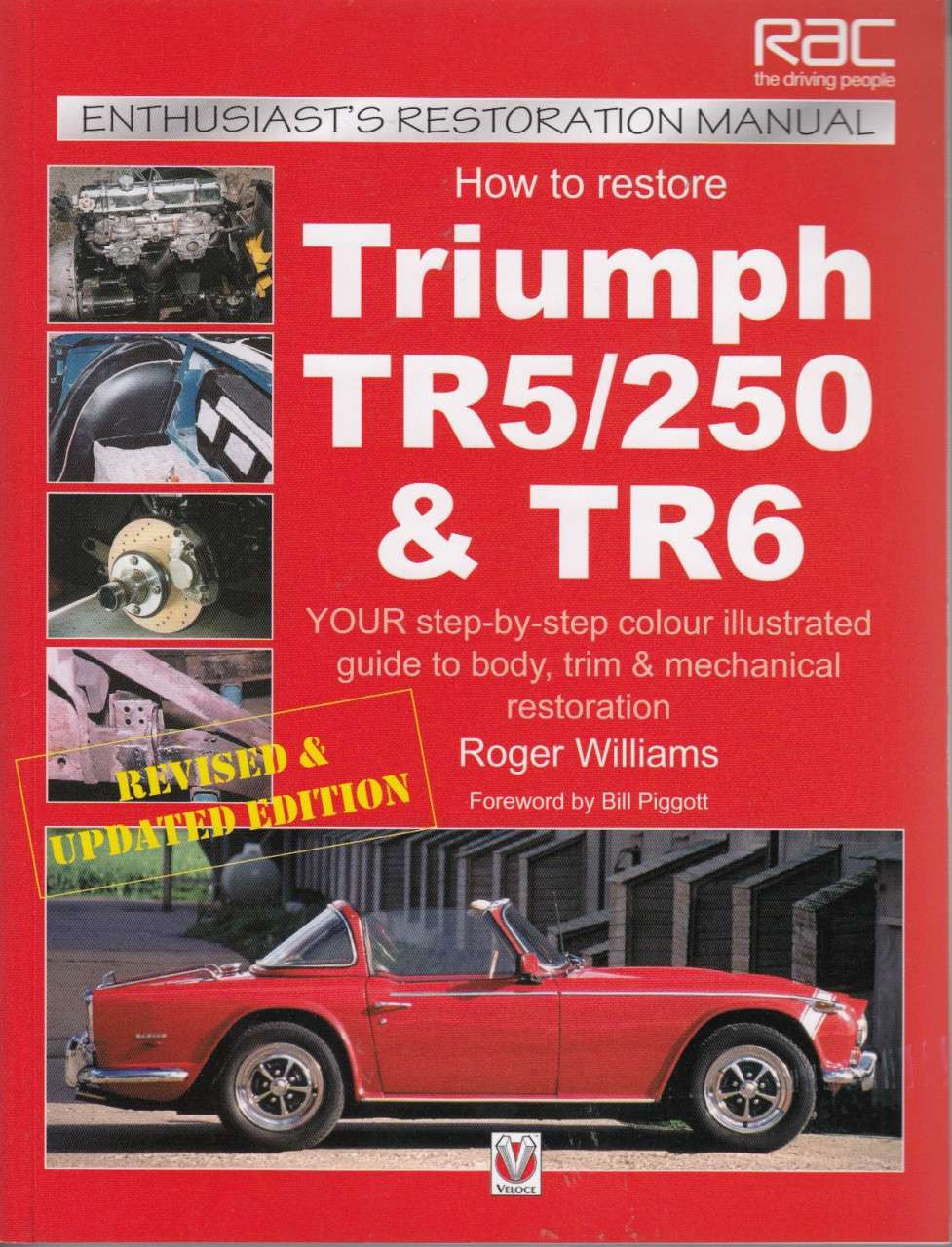 Triumph TR5/250 & TR6 enthusiasts restoration manual book cover, red with car photo