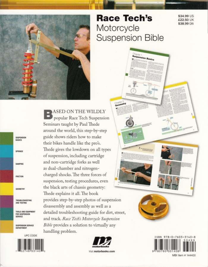 Race Tech's Motorcycle Suspension Bible Back Cover