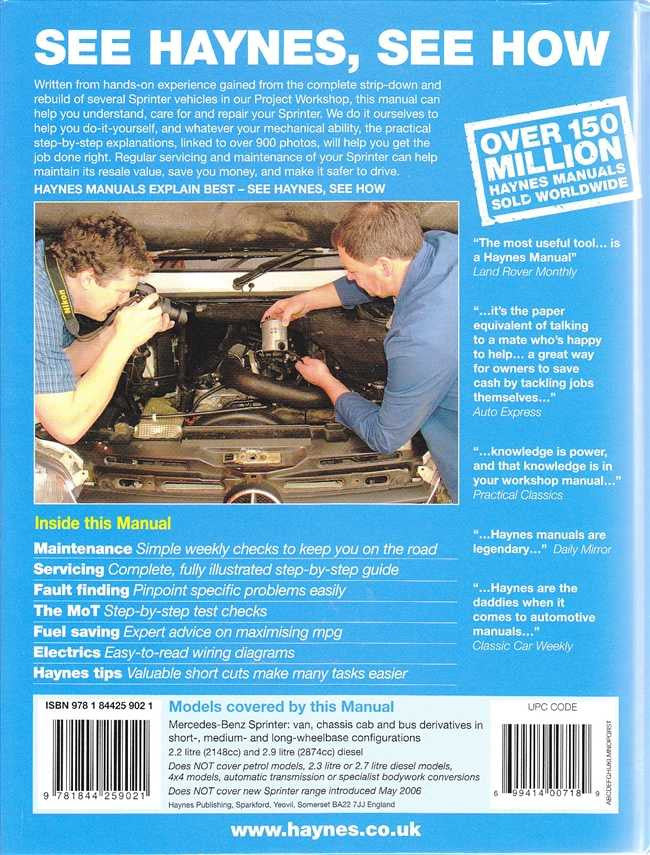 Mercedes-Benz Sprinter Diesel 1995 - 2006 Workshop Manual