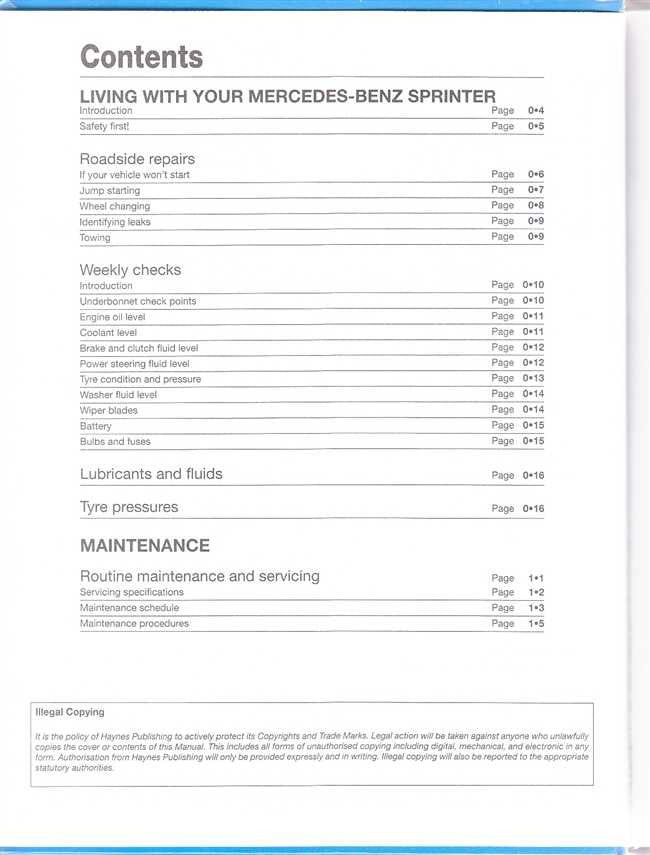 Mercedes-Benz Sprinter Diesel 1995 - 2006 Workshop Manual
