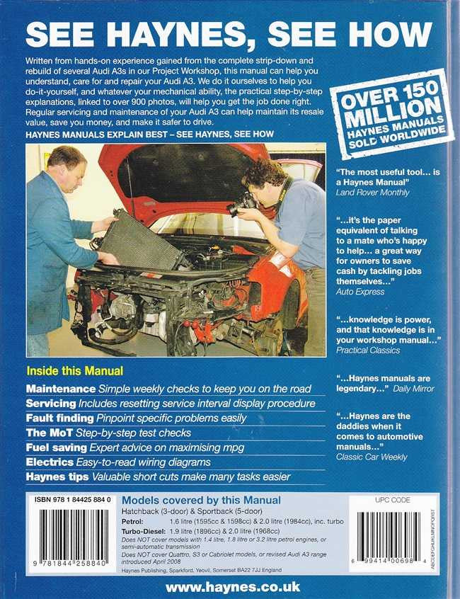 Audi A3 2003 - 2008 Petrol and Diesel Workshop Manual