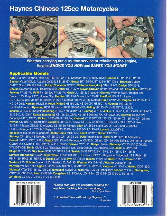 Chinese, Taiwanese and Korean 125cc Motorcycles Workshop Manual