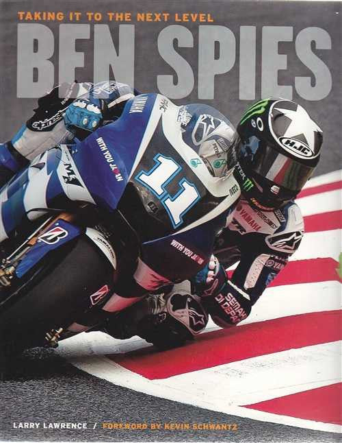 Motorcycle racing biography book, front cover with motorcycle racer and title