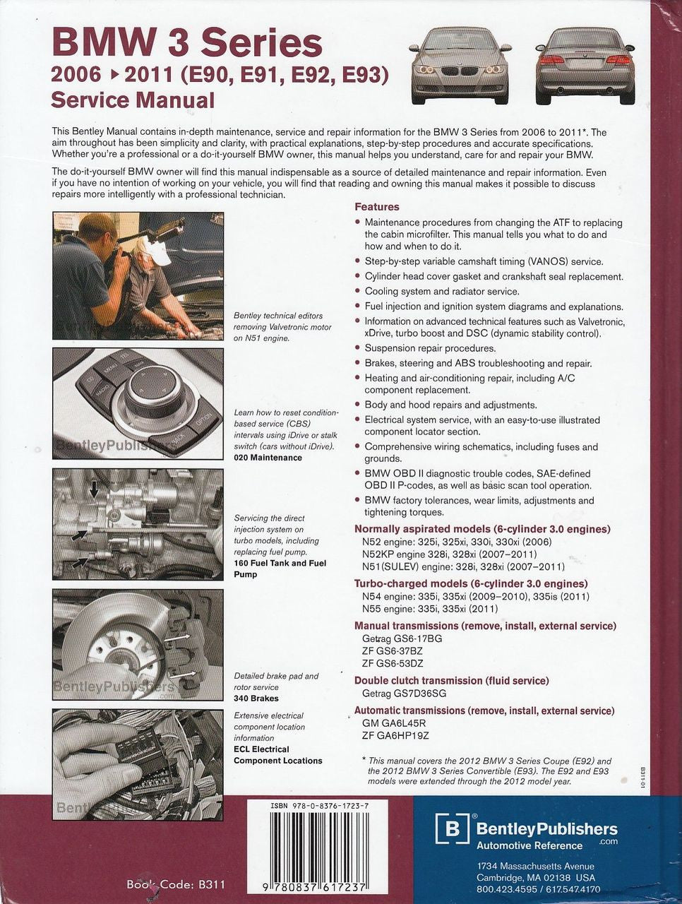 BMW 3 Series E90 E91 E92 E93 2006 - 2011 Workshop Manual Back Cover