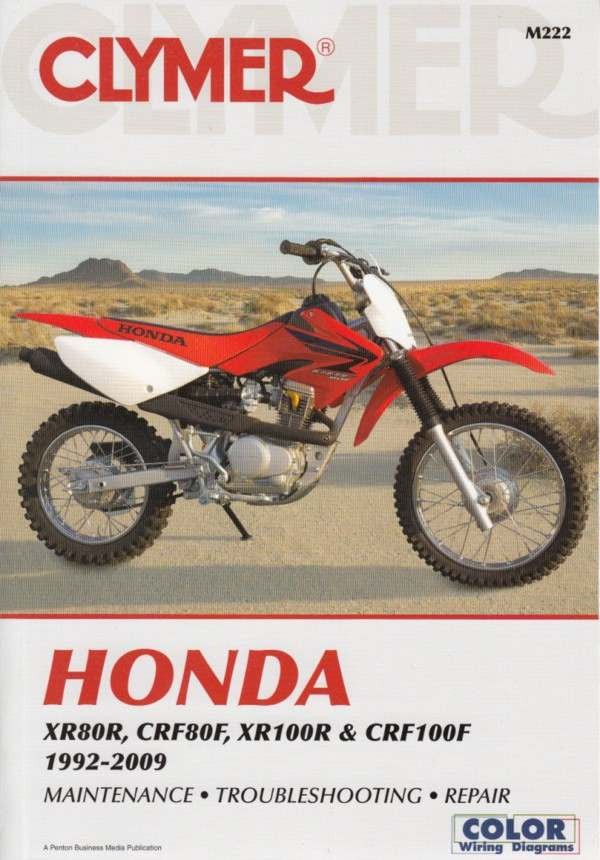 Honda XR80R series workshop manual cover with red dirt bike and Clymer branding