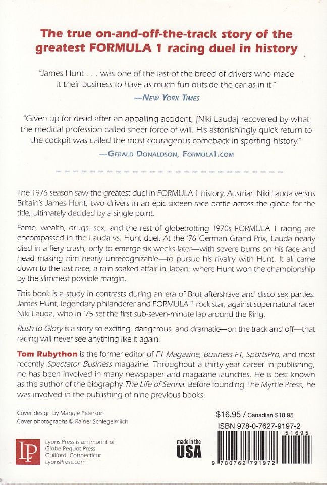 Rush to Glory Formula 1 Racing's Greatest Rivalry Back Cover