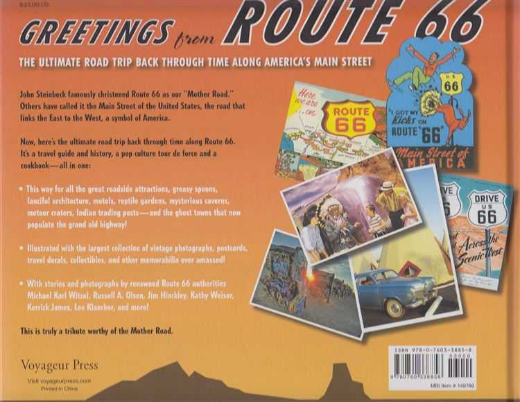 Route 66 road trip book cover collage with signs and postcard scenes