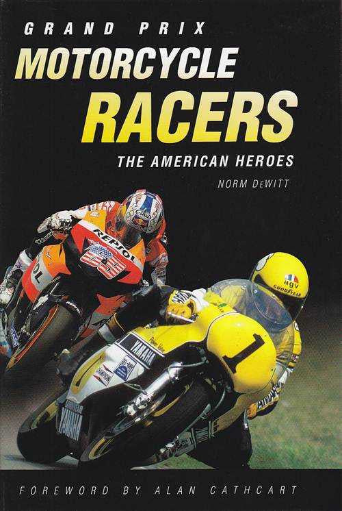 Motorcycle racers book cover with two racing motorcycles and title
