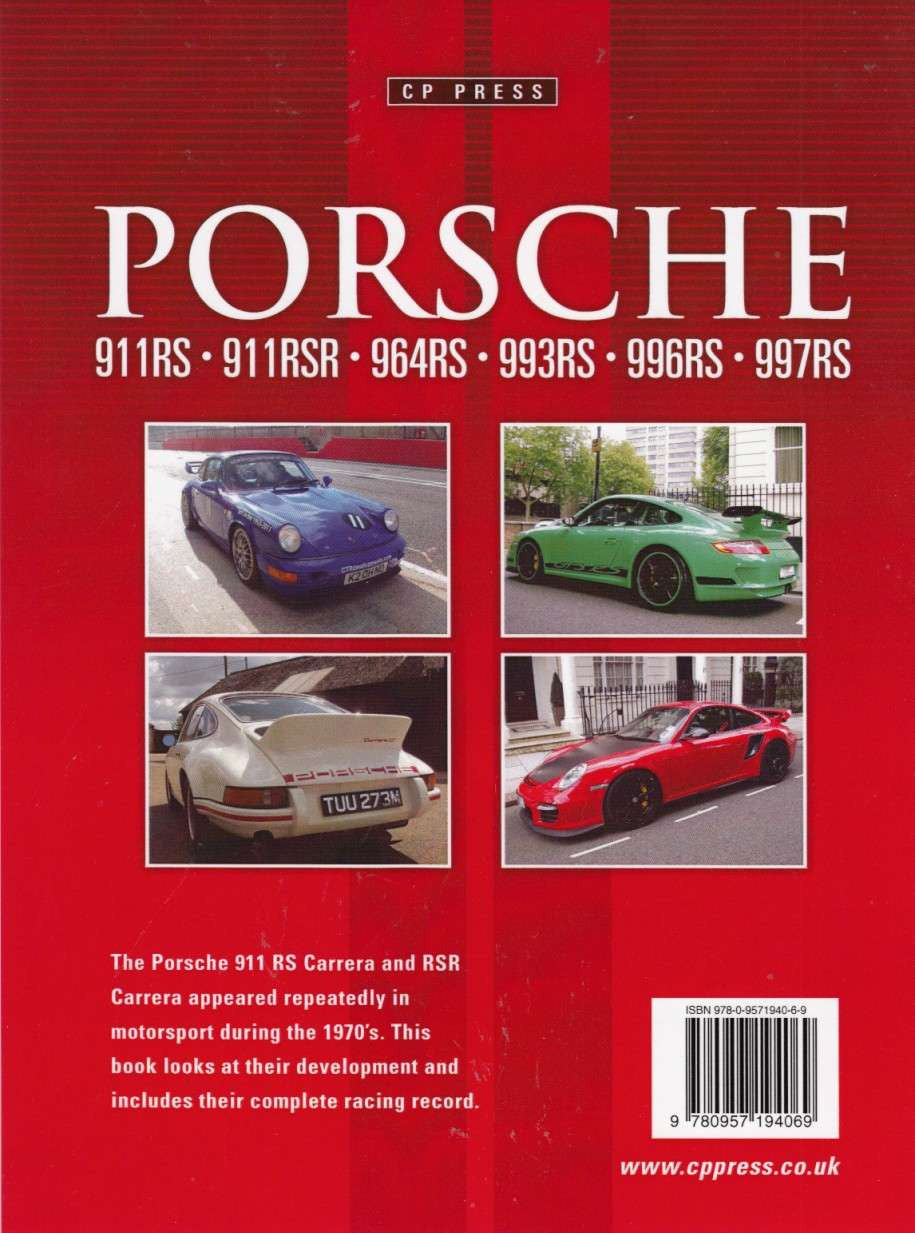Porsche 911RS, 911RSR, 964RSR, 993RS, 996RS, 997RS back cover