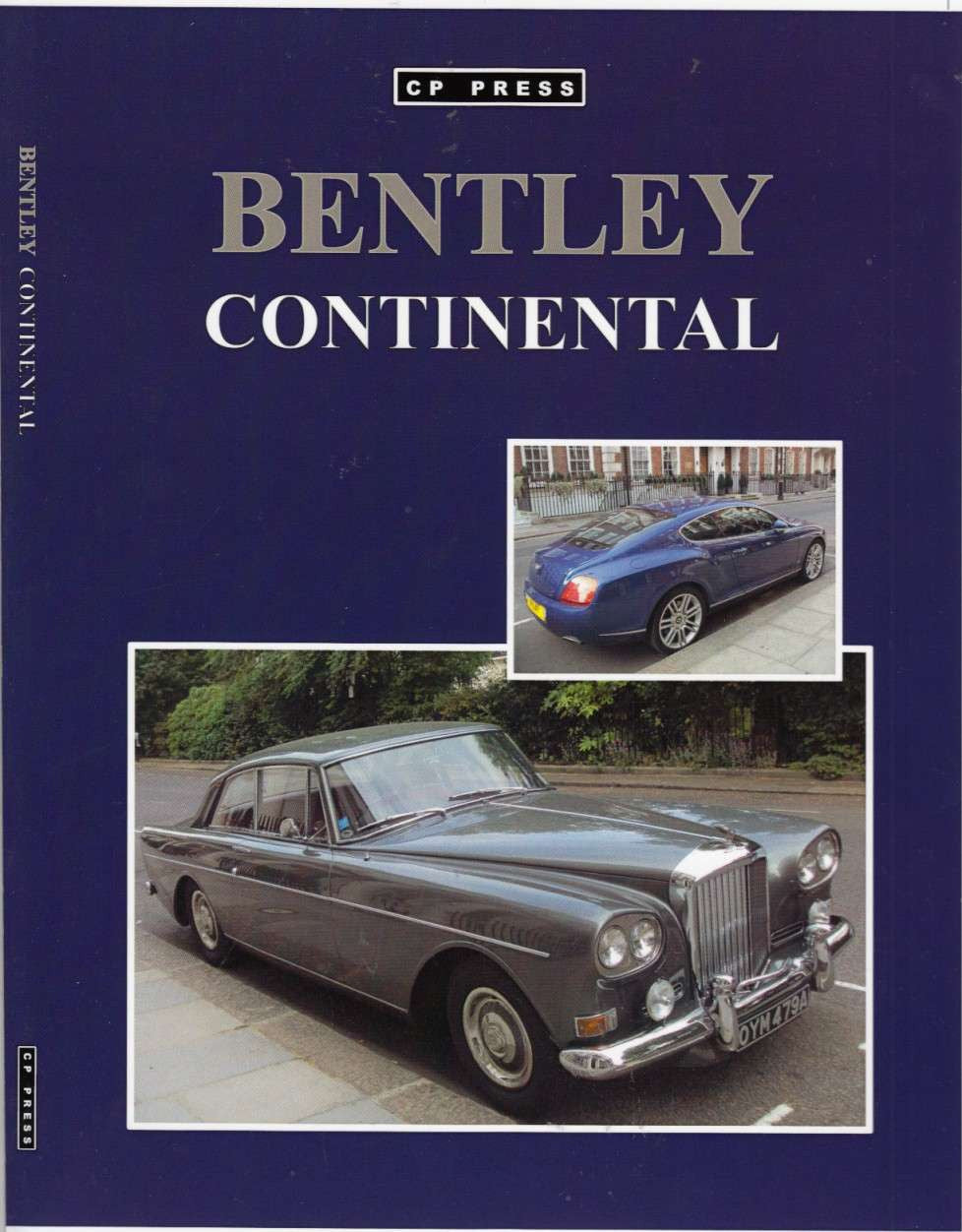 Bentley Continental book cover with purple design and front-and-rear car photo collage