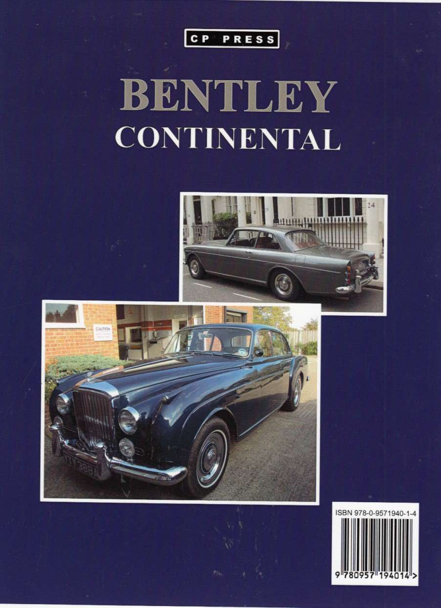 Bentley Continental book cover with classic dark coupe photos and large title text