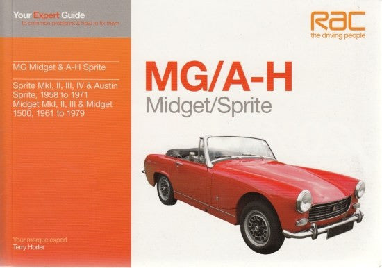 Classic MG/A-H Midget/Sprite guide book cover with red convertible car