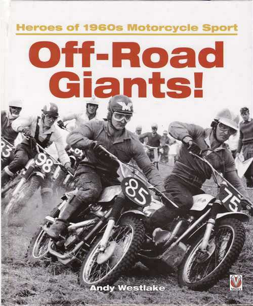 Motorcycle sport book front cover with riders on dirt bikes and large title text