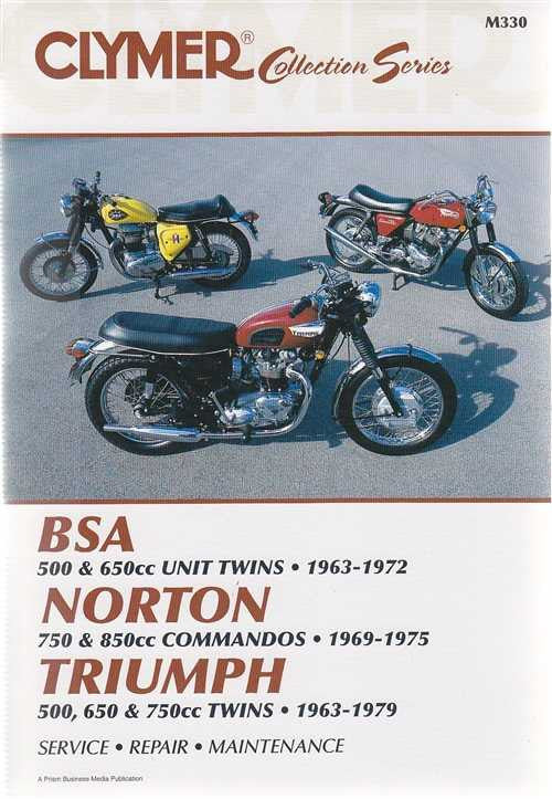 Motorcycle service repair manual cover with three classic twin bikes, Clymer Collection Series