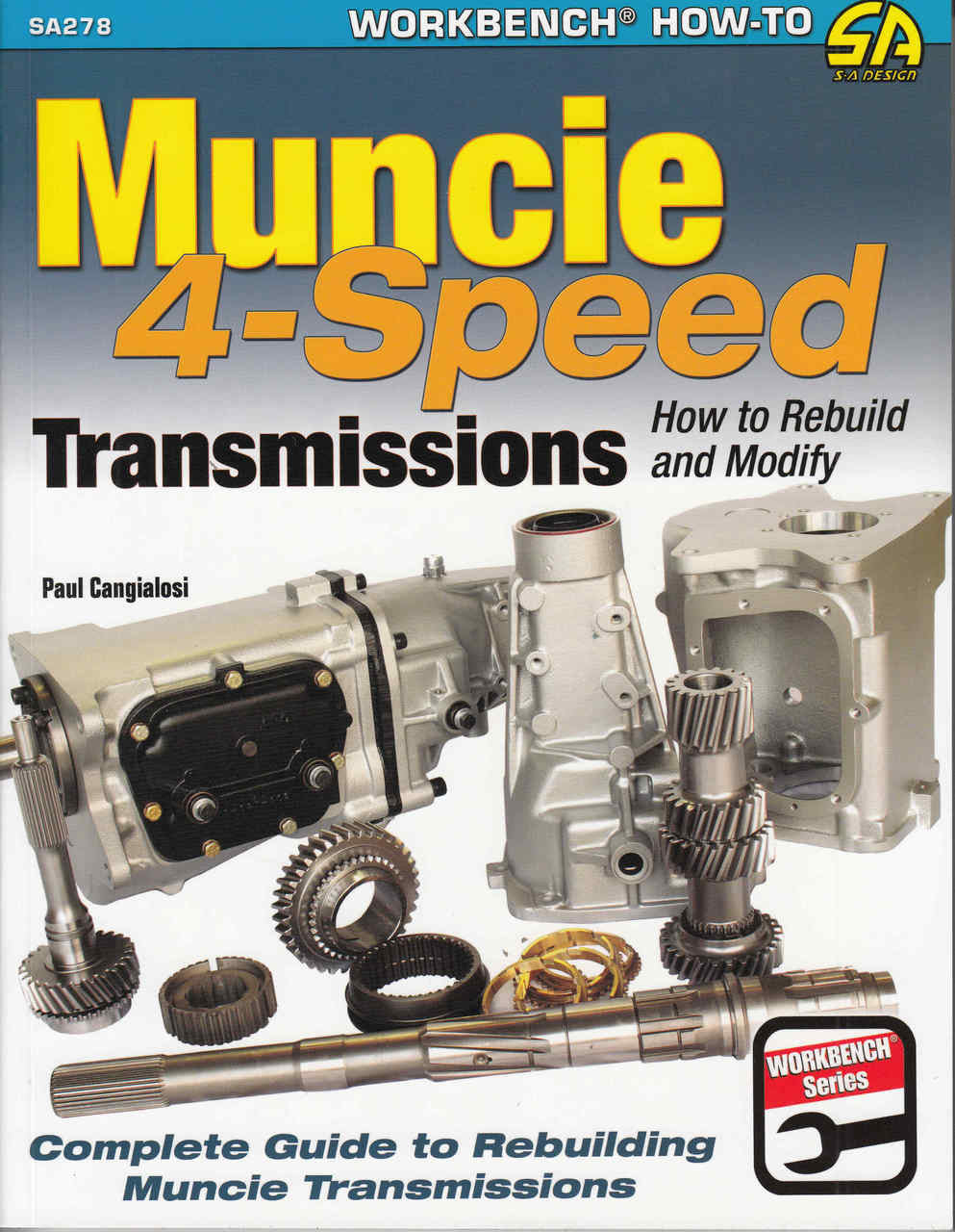 Muncie 4-Speed transmission rebuild guide book with illustrated gearbox and yellow cover