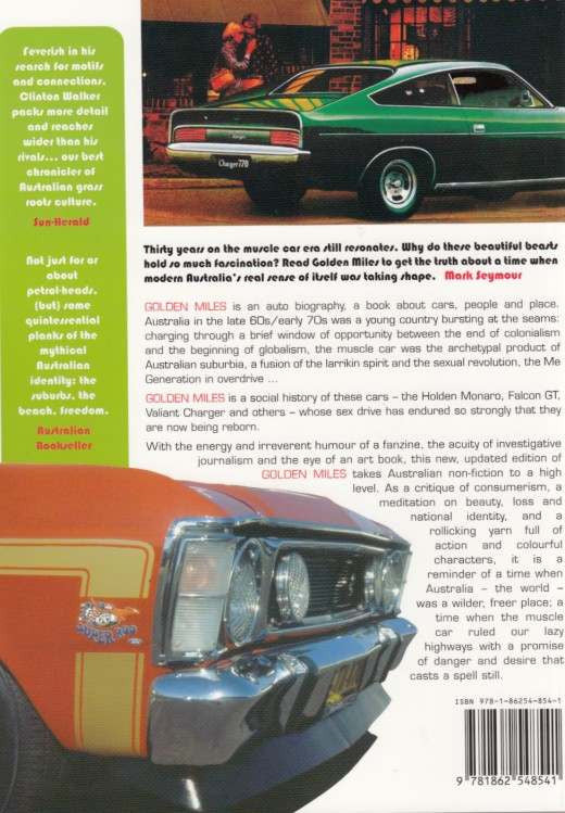 Golden Miles: Sex, Speed & The Australian Muscle Car by Clinton Walker Back Cover