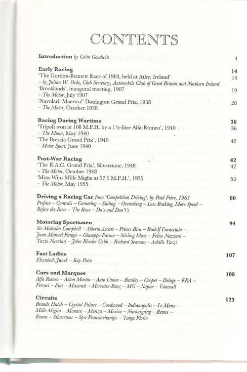 Pocket-book contents page with numbered sections and headings under CONTENTS