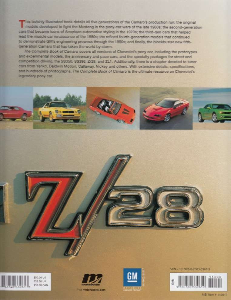 The Complete Book of  Camaro: Every Model Since 1967 back cover