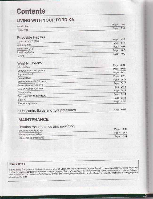 Ford KA 2003 - 2008 Workshop Manual
