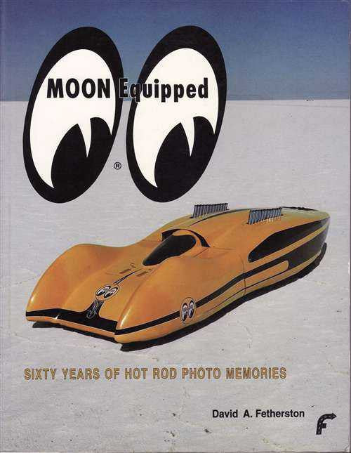 Book cover with Moon Equipped logo and a yellow hot rod car illustration