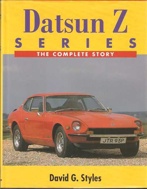 Book cover with orange sports car and Datsun Z Series branding, David G. Styles