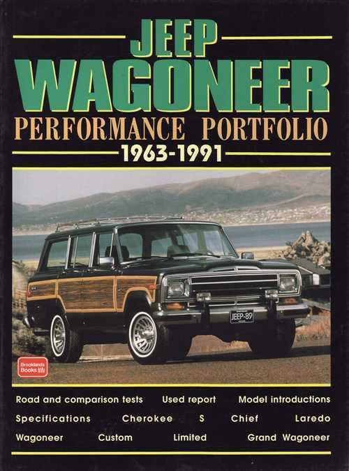 Jeep Wagoneer performance portfolio book with 1963–1991 cover and SUV front photo