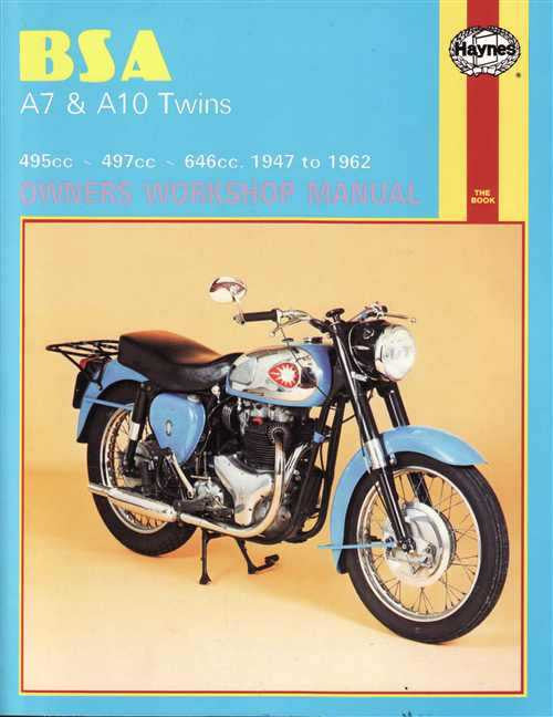 BSA A7 &amp; A10 Twins 495cc, 497cc, 646cc 1947 - 1962 Workshop Manual