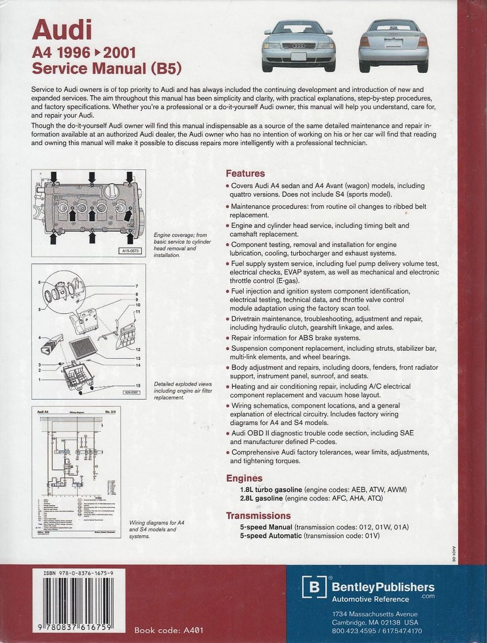 Audi A4 1996 - 2001 Workshop Manual Back Cover