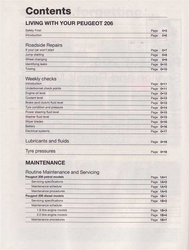 Peugeot 206 1998 - 2001 Workshop Manual