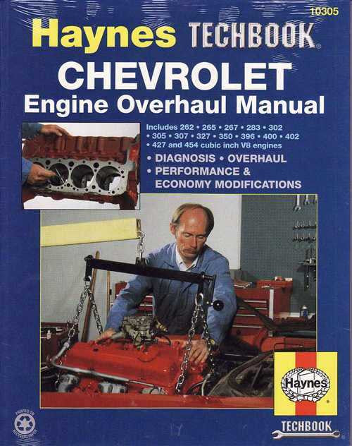 Haynes Techbook Chevrolet engine overhaul manual cover with mechanic and engine photo