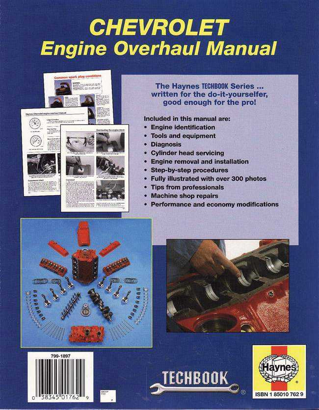Chevrolet engine overhaul manual cover with Techbook branding and Haynes logo